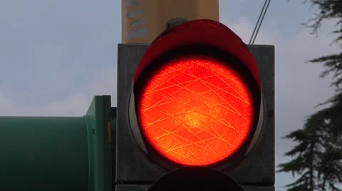 Red close up traffic light in Catania, sicily, italy. 00242 Stock Footage 48984975