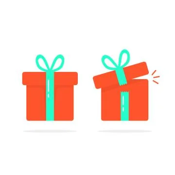 Red closed and open gift boxes Stock Illustration