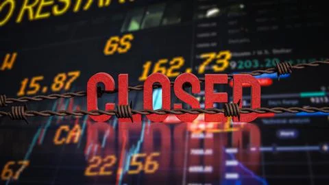 The Red closed on Business Background 3d Rendering. Stock Illustration