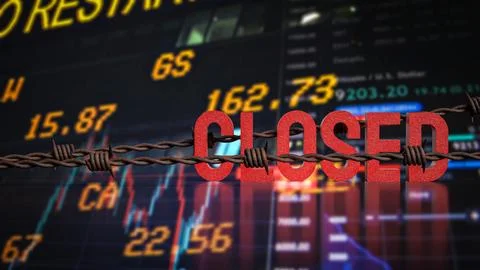 The Red closed on Business Background 3d Rendering. Stock Illustration