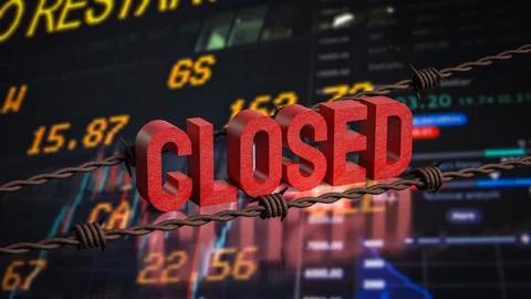 The Red closed on Business Background 3d Rendering. Stock Illustration