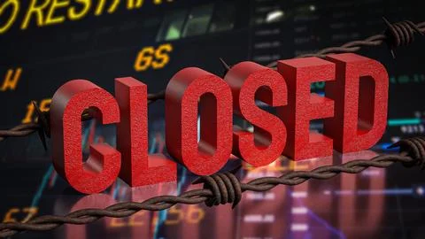 The Red closed on Business Background 3d Rendering. Stock Illustration