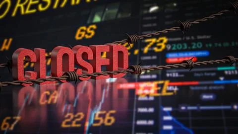 The Red closed on Business Background 3d Rendering. Stock Illustration
