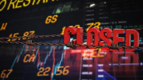 The Red closed on Business Background 3d Rendering. Stock Illustration