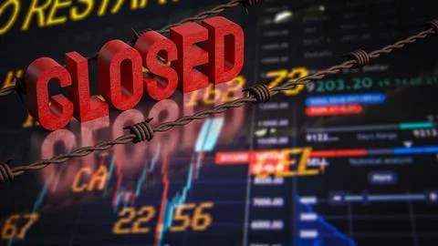 The Red closed on Business Background 3d Rendering. Stock Illustration
