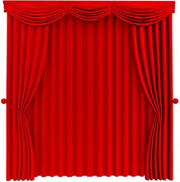Red closed curtain Stock Illustration