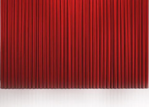 Red closed curtain with light spots in a theater Stock Illustration