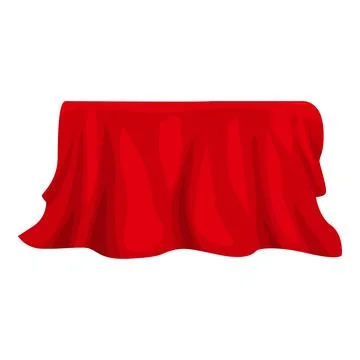 Red cloth covering rectangular table on white background Stock Illustration