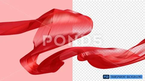 Red cloth flying the wind isolated on transparency background 3d render PSD Template