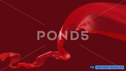 Red cloth flying the wind isolated on transparency background 3d render PSD Template