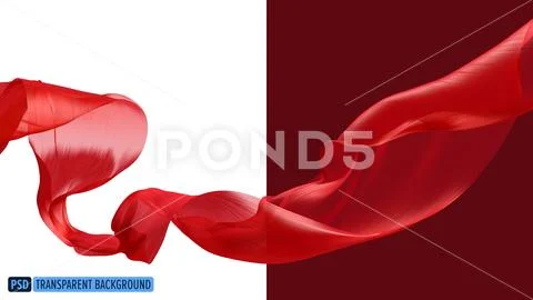 Red cloth flying the wind isolated on transparency background 3d render PSD Template