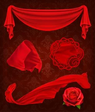 Red cloth, vector illustration set on dark background Stock Illustration