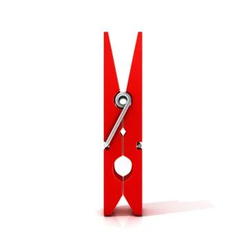 Red clothes pin. Closed standing 3D Illustrazione stock
