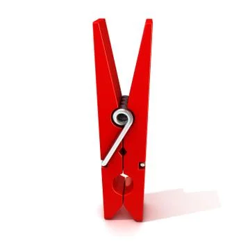 Red clothes pin. Closed standing Illustrazione stock