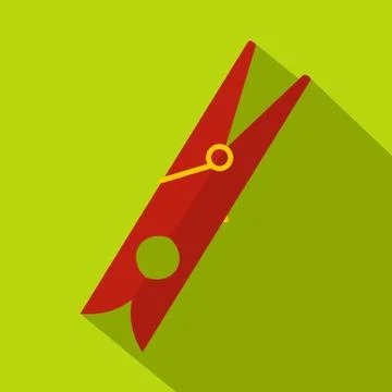 Red clothes pin icon, flat style Stockillustratie
