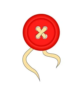 Red Clothing Button and Thread. Vector Illustration, eps 10 Stock Illustration