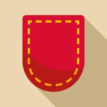 Red clothing pocket patch with yellow stitches Stock Illustration