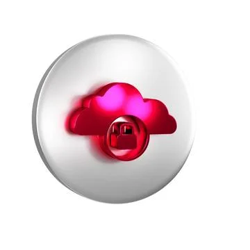 Red Cloud computing lock icon isolated on transparent background. Security,.. 스톡 일러스트