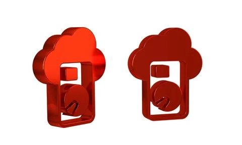 Red Cloud database icon isolated on transparent background. Cloud computing.. Illustrazione stock