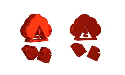 Red Cloud hacking icon isolated on transparent background. Cloud leak. 스톡 일러스트