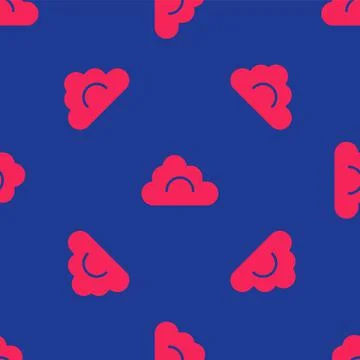 Red Cloud icon isolated seamless pattern on blue background. Vector 스톡 일러스트
