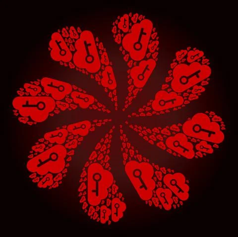 Red Cloud Key Icon Centrifugal Twist Stock Illustration