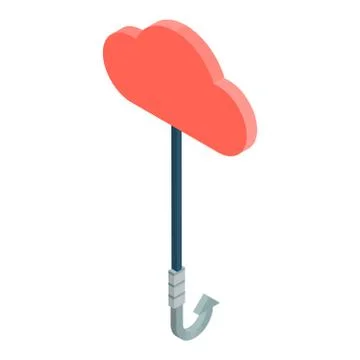 Red cloud phishing icon, isometric style Stock Illustration