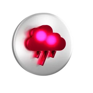 Red Cloud with rain icon isolated on transparent background. Rain cloud pre.. Stock Illustration