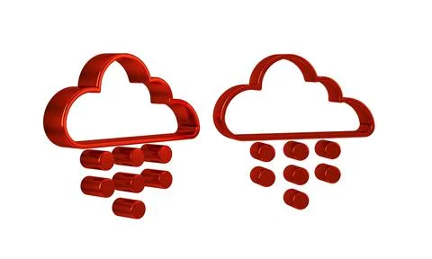 Red Cloud with rain icon isolated on transparent background. Rain cloud pre.. Stock Illustration
