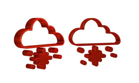 Red Cloud with snow icon isolated on transparent background. Cloud with sno.. Stock Illustration