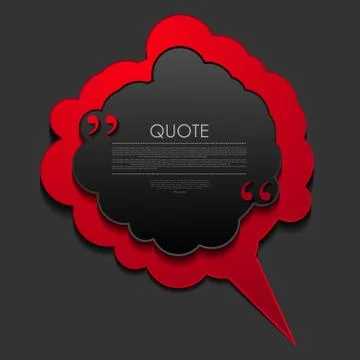 Red cloud speech bubble with commas, quote background Stock Illustration