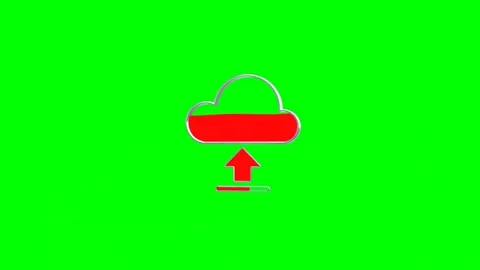 Red Cloud Symbol With Upload Sign and Bar on Green Background Vídeos de archivo 314935174
