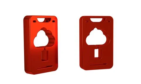 Red Cloud technology data transfer and storage icon isolated on transparent.. Stock Illustration