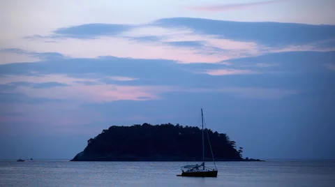 Red Clouds after Sunset, Kata Beach in Phuket Island,  Amazing Thailand Stock Footage 3980414
