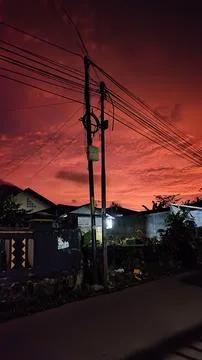 Red clouds after sunset Stock Photos