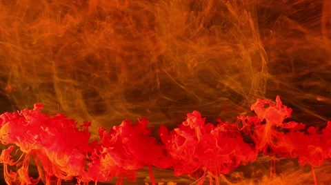 Red clouds rise in front of yellow, ink in water, abstract backgrounds Stock Footage 40431681