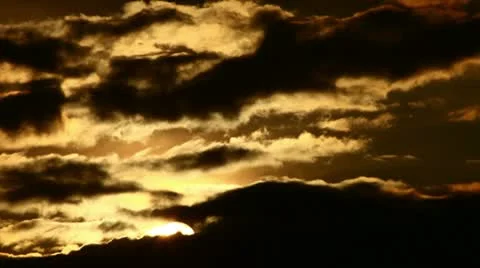 Red clouds in the sky at sunset (timelapse) Stock Footage 10893232