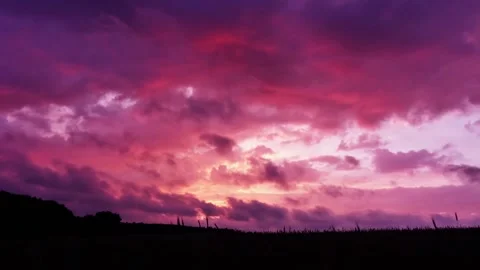 Red Clouds At Sunset - 30x Time Lapse Stock Footage 162136825