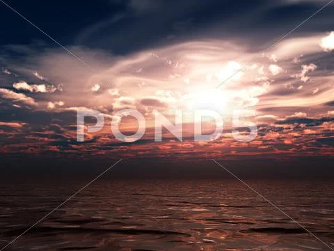 Red clouds sunset Stock Illustration