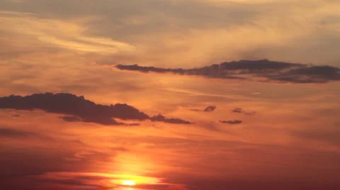 Red cloudy sunrise. Timelapse. Stock Footage 5505107