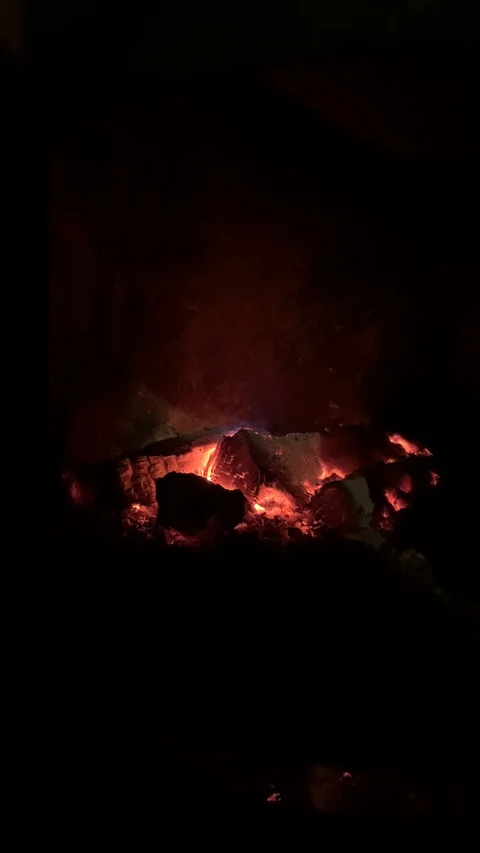 Red coal burns down in the stove of the Russian bath Video stock 123795839
