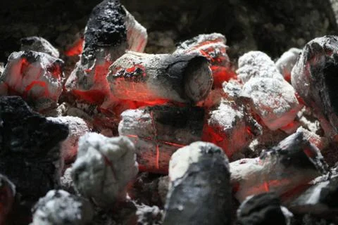 Red coal hot Stockfoto's