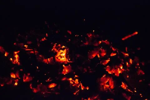 Red coals after fire Stock Photos