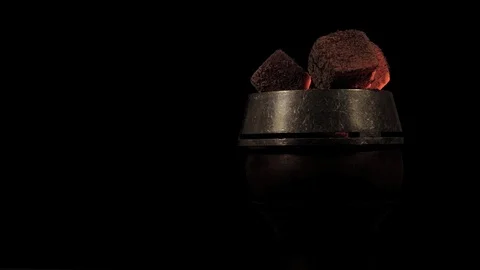 The red coals of the hookah closeup Stock Footage 124972086