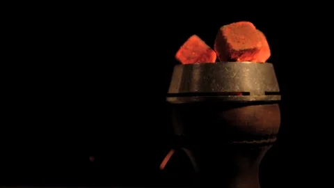 The red coals of the hookah closeup Stock Footage 124972135