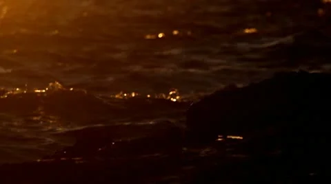 Red coast and waves Video stock 20582990