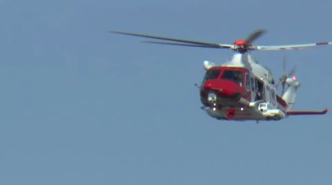 Red Coastguard Helicopter in Flight Video stock 67613700