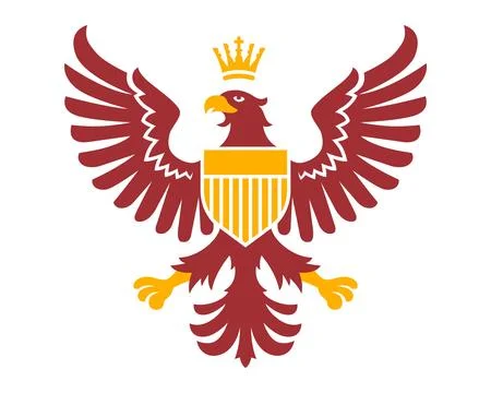 Red coat of arms eagle with gold crown. Stock Illustration