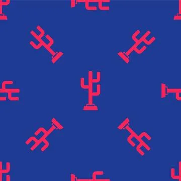 Red Coat stand icon isolated seamless pattern on blue background.  Vector Illustrazione stock