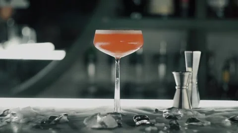 Red cocktail on the bar Stock Footage 113285004